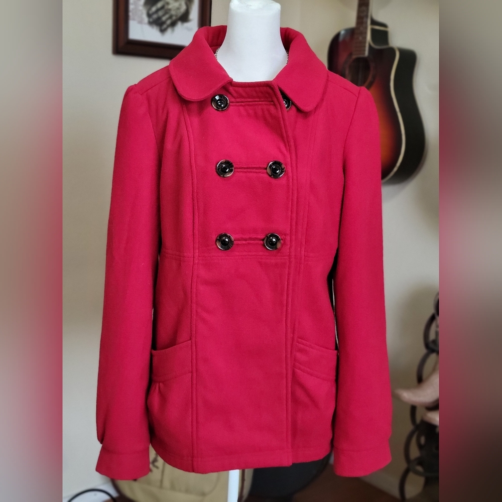 YMI Vibrant Red Pea Coat